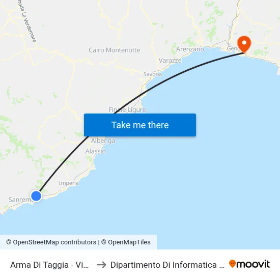 Arma Di Taggia - Piano Street to Department of Computer Science and Mathematics map
