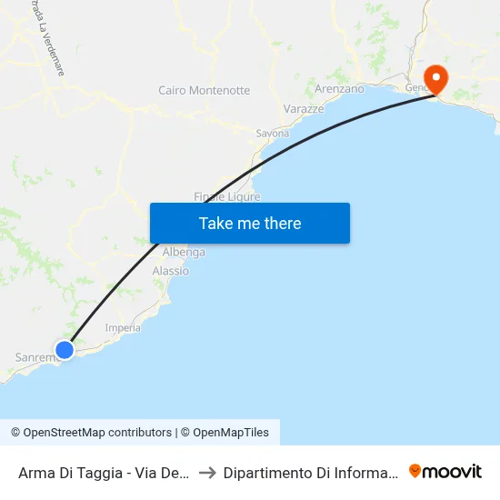 Arma Di Taggia - Via Del Piano (Cemetery) to Department of Computer Science and Mathematics map