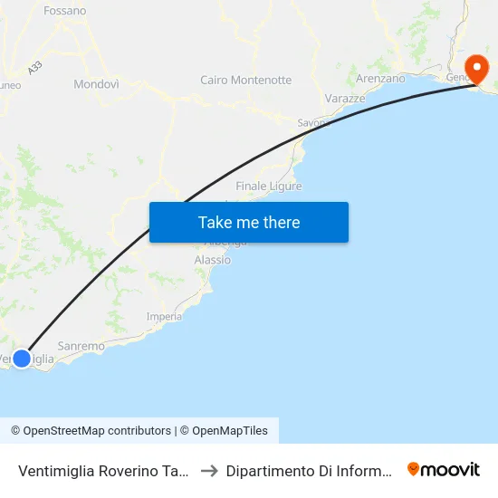 Ventimiglia Roverino Tabacchi Hotel Bruno to Dipartimento Di Informatica E Matematica map