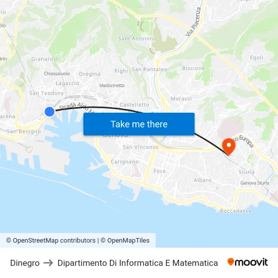 Dinegro to Dipartimento Di Informatica E Matematica map