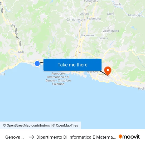 Genova Pra to Dipartimento Di Informatica E Matematica map