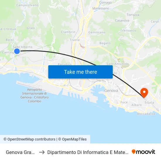 Genova Granara to Dipartimento Di Informatica E Matematica map