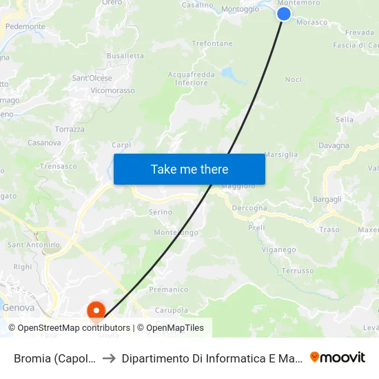 Bromia (Capolinea) to Dipartimento Di Informatica E Matematica map