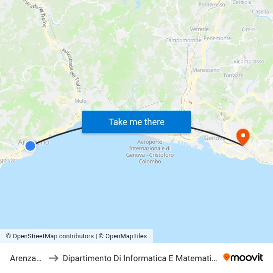 Arenzano to Dipartimento Di Informatica E Matematica map