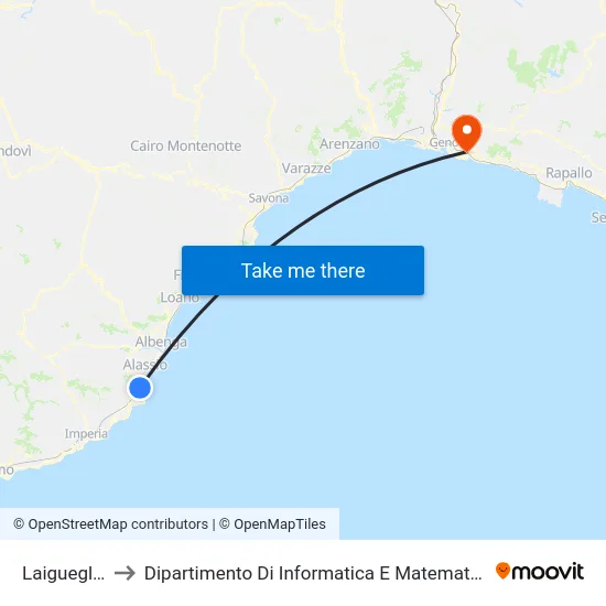 Laigueglia to Dipartimento Di Informatica E Matematica map