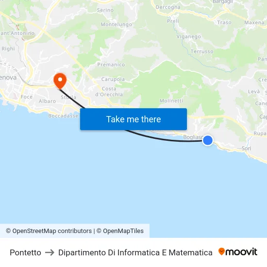 Pontetto to Dipartimento Di Informatica E Matematica map