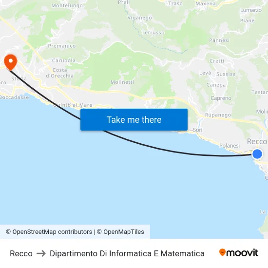 Recco to Dipartimento Di Informatica E Matematica map