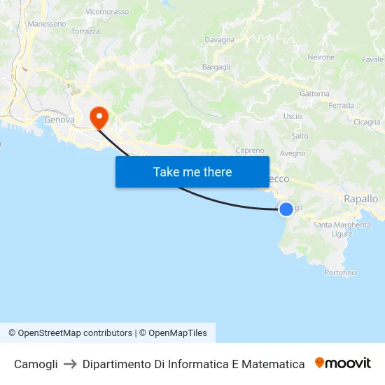 Camogli to Dipartimento Di Informatica E Matematica map