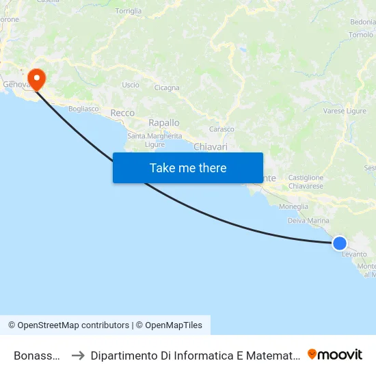 Bonassola to Dipartimento Di Informatica E Matematica map