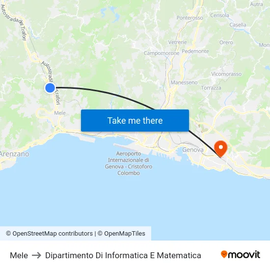 Mele to Dipartimento Di Informatica E Matematica map