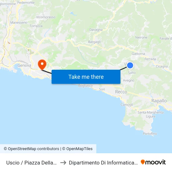 Uscio / Piazza Della Resistenza to Dipartimento Di Informatica E Matematica map