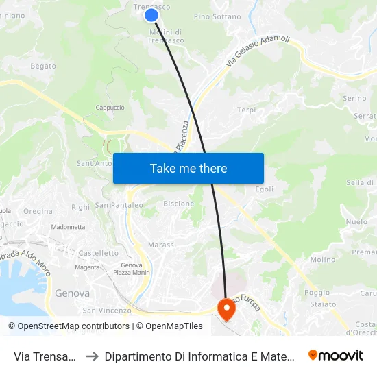 Via Trensasco to Dipartimento Di Informatica E Matematica map