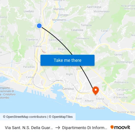 Via Sant. N.S. Della Guardia, Cimitero Biacca to Dipartimento Di Informatica E Matematica map