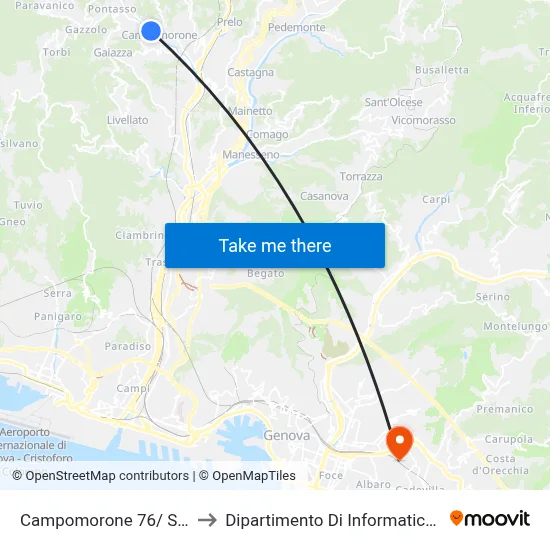 Campomorone 76/ Middle School to Department of Computer Science and Mathematics map