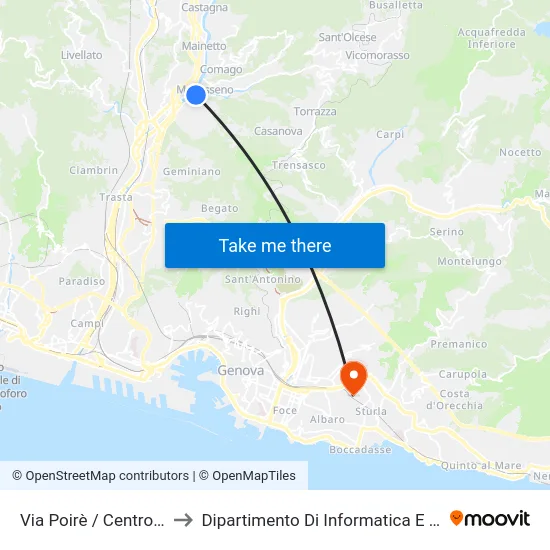 Via Poirè / Centro Medico to Dipartimento Di Informatica E Matematica map