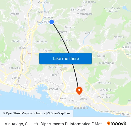 Via Arvigo, Civ. 59 to Dipartimento Di Informatica E Matematica map