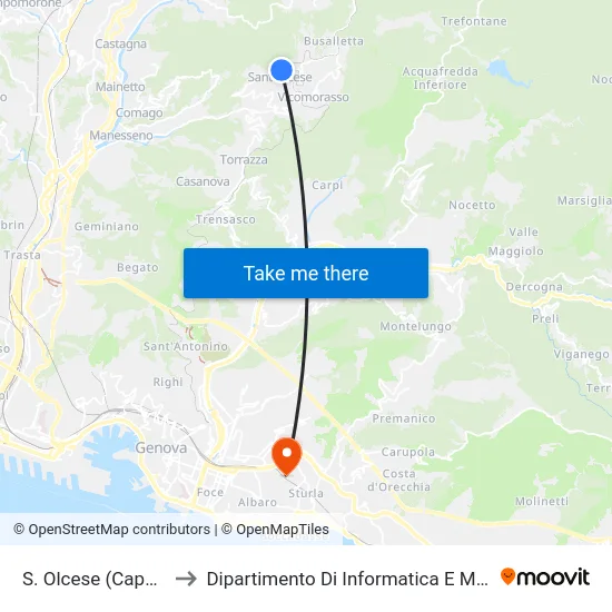S. Olcese (Capolinea) to Dipartimento Di Informatica E Matematica map