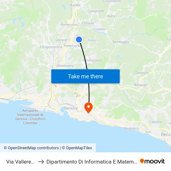 Via Valleregia to Dipartimento Di Informatica E Matematica map