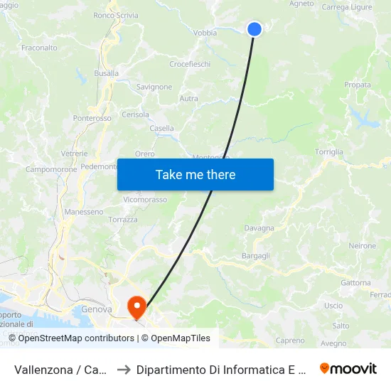 Vallenzona / Capolinea to Dipartimento Di Informatica E Matematica map