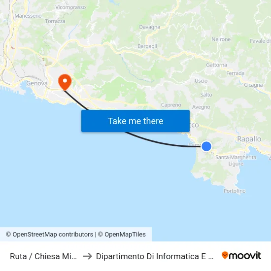 Ruta / Chiesa Millenaria to Dipartimento Di Informatica E Matematica map