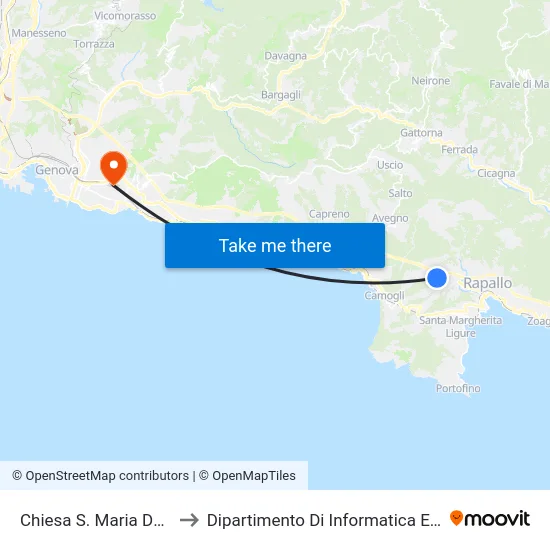 Chiesa S. Maria Del Campo to Dipartimento Di Informatica E Matematica map