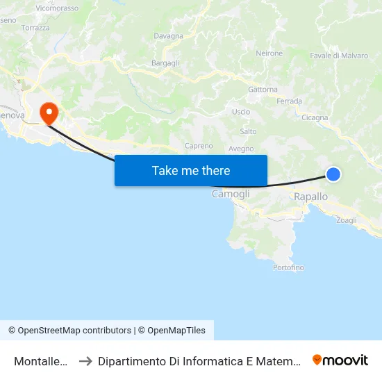 Montallegro to Department of Computer Science and Mathematics map