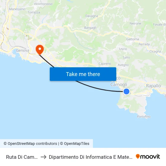 Ruta Di Camogli to Department of Computer Science and Mathematics map