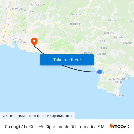 Camogli / Le Ginestre to Dipartimento Di Informatica E Matematica map