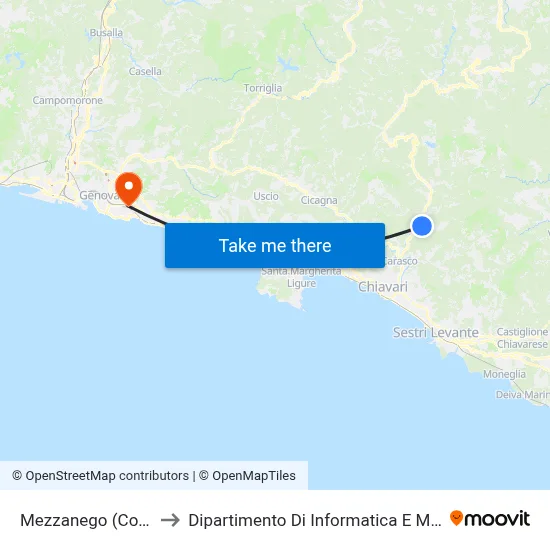 Mezzanego (Comune) to Dipartimento Di Informatica E Matematica map