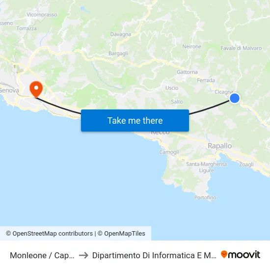 Monleone / Capolinea to Dipartimento Di Informatica E Matematica map