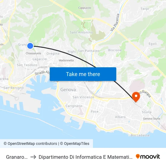 Granarolo to Dipartimento Di Informatica E Matematica map