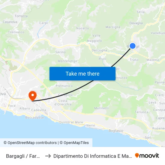 Bargagli / Pharmacy to Department of Computer Science and Mathematics map