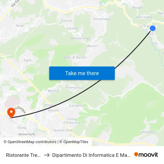 Ristorante Tre Frati to Dipartimento Di Informatica E Matematica map