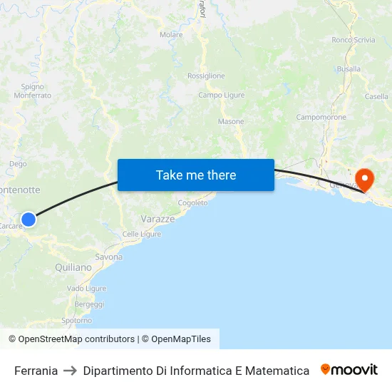 Ferrania to Department of Computer Science and Mathematics map