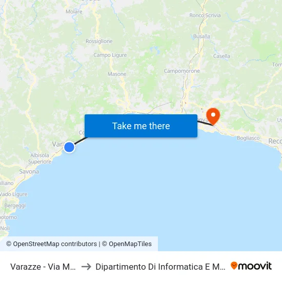 Varazze - Via Marconi to Dipartimento Di Informatica E Matematica map