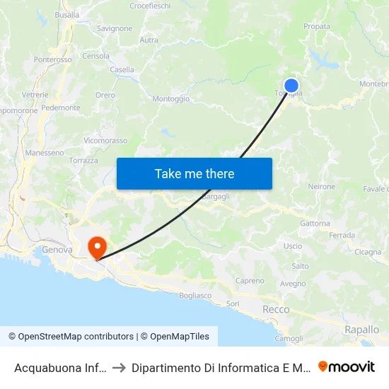 Acquabuona Inferiore to Dipartimento Di Informatica E Matematica map