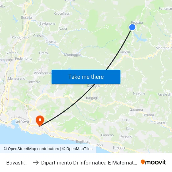 Bavastrelli to Dipartimento Di Informatica E Matematica map