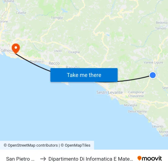 San Pietro Vara to Dipartimento Di Informatica E Matematica map