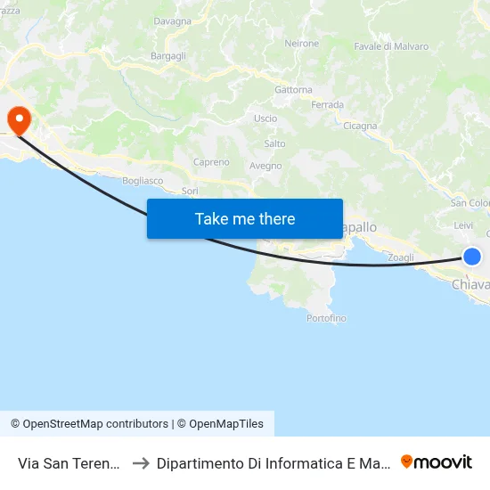 San Terenziano Street to Department of Computer Science and Mathematics map