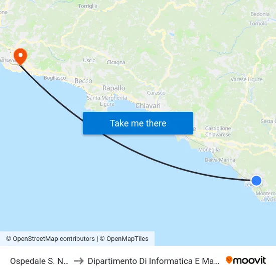 Ospedale S. Nicolò to Dipartimento Di Informatica E Matematica map