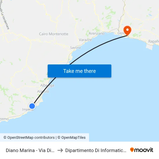 Diano Marina - Diano Castello Road to Department of Computer Science and Mathematics map
