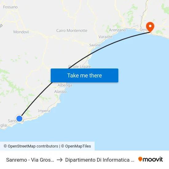 Sanremo - Via Grossi Bianchi to Dipartimento Di Informatica E Matematica map