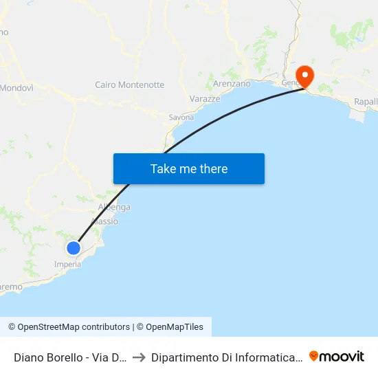 Diano Borello - Via Della Roggia to Dipartimento Di Informatica E Matematica map