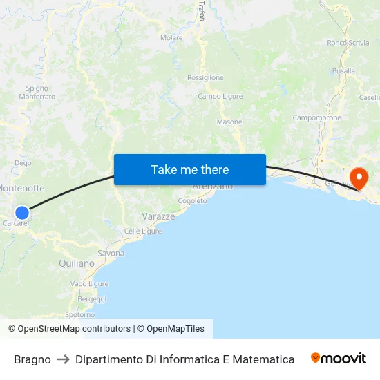 Bragno to Department of Computer Science and Mathematics map