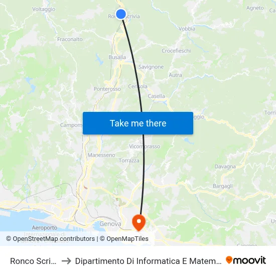 Ronco Scrivia to Department of Computer Science and Mathematics map