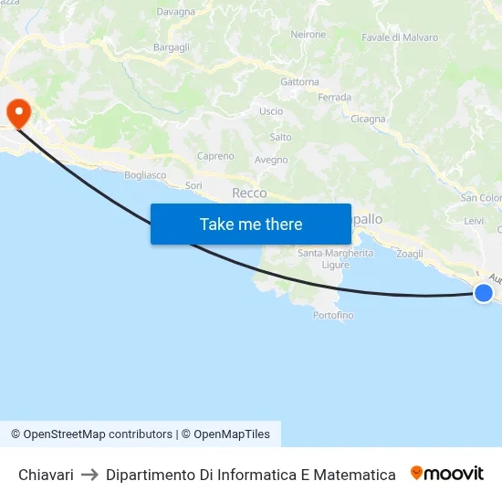Chiavari to Department of Computer Science and Mathematics map