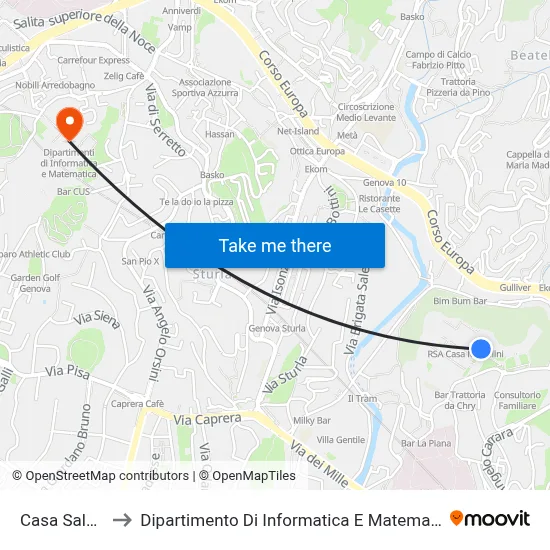 Casa Salute to Dipartimento Di Informatica E Matematica map