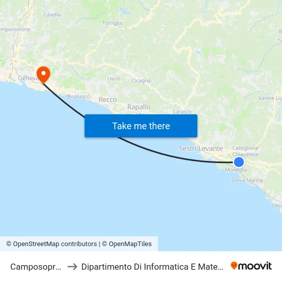 Camposoprano to Dipartimento Di Informatica E Matematica map