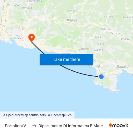 Portofino/Peak to Department of Computer Science and Mathematics map