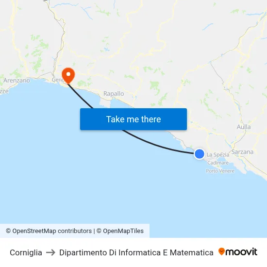 Corniglia to Department of Computer Science and Mathematics map
